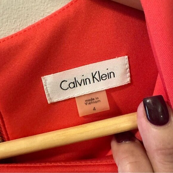 Calvin Klein Red Scuba Sleeveless Sheath Dress Size 4 Classic Office Chic - Picture 8 of 11